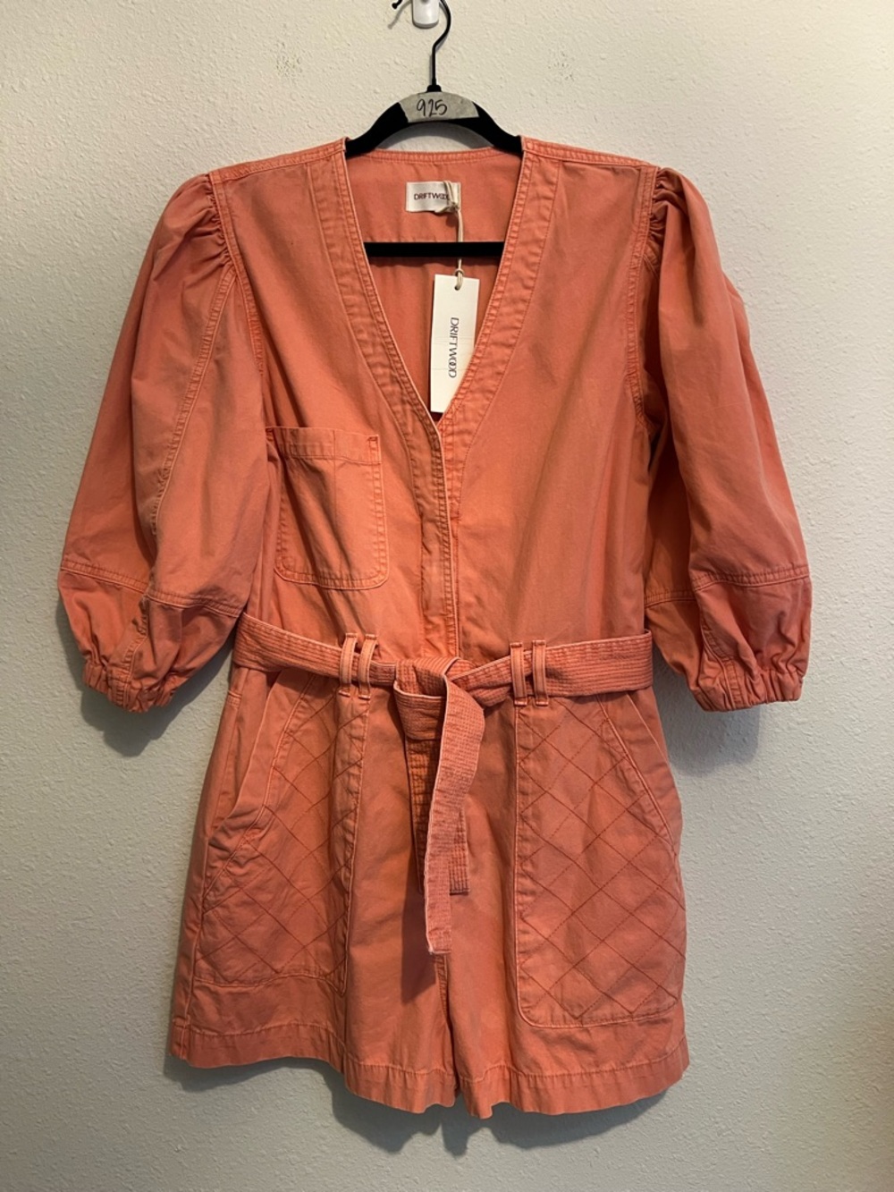 #925 NWT Free People x Driftwood acid washed flight suit puff sleeve romper M